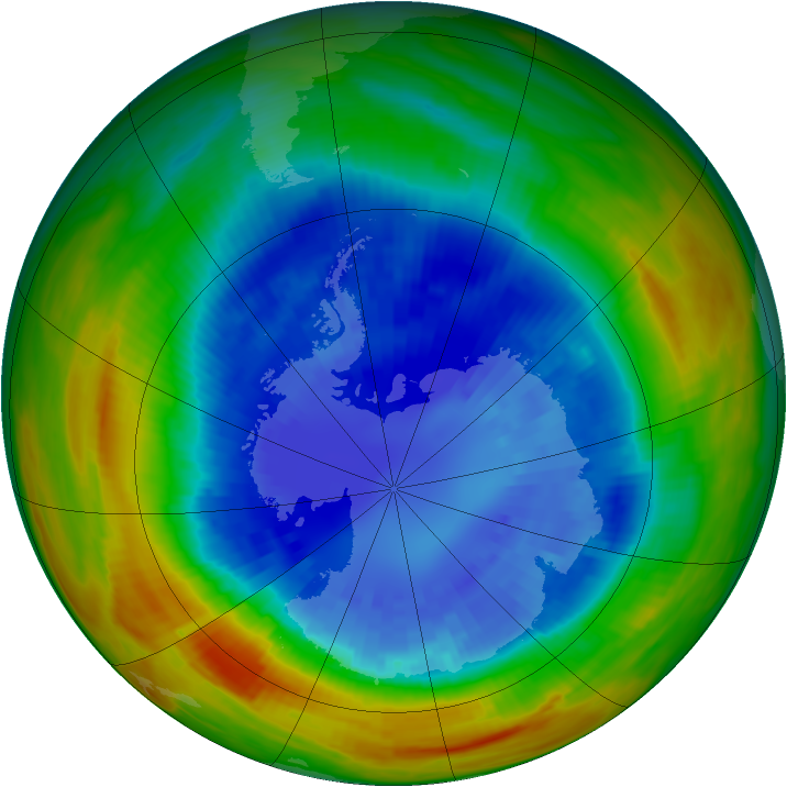 Antarctic ozone map for 07 September 1991